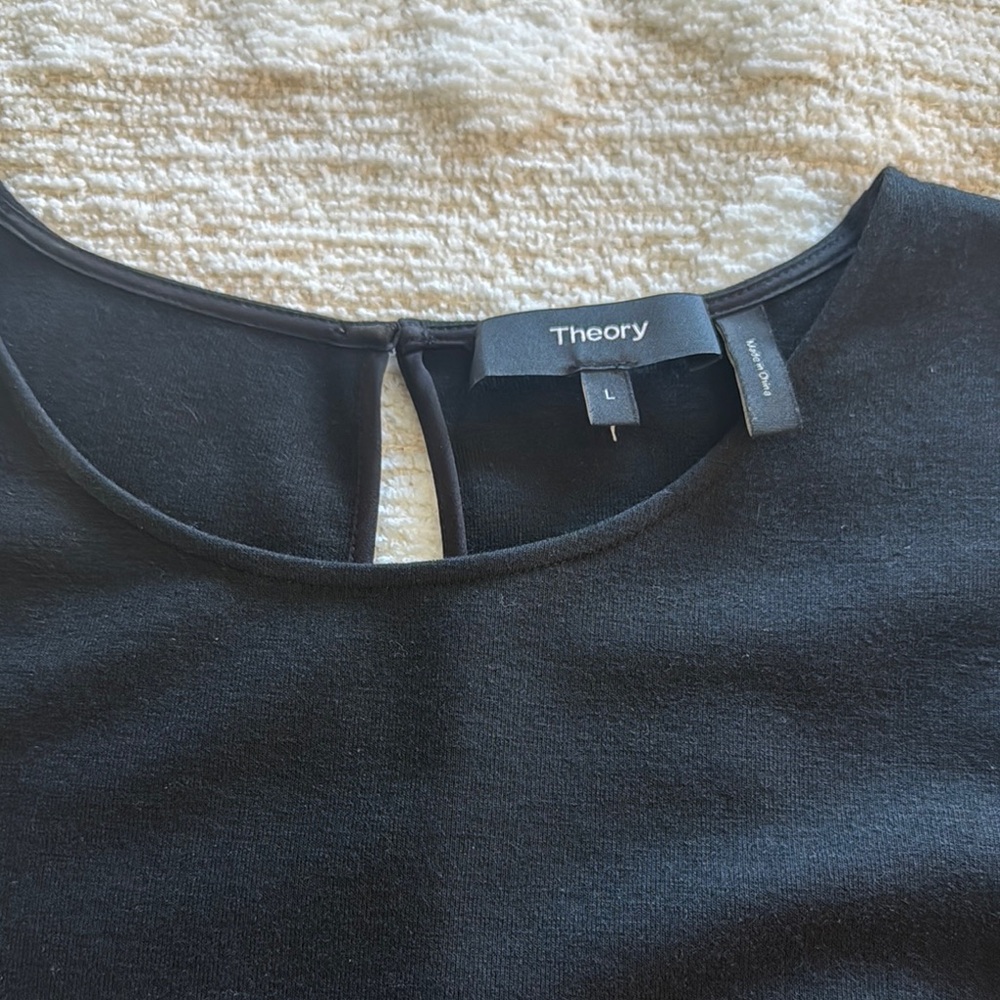 Theory Long Sleeve Blouse with Silk Peplum Hem size Large - Picture 11 of 16